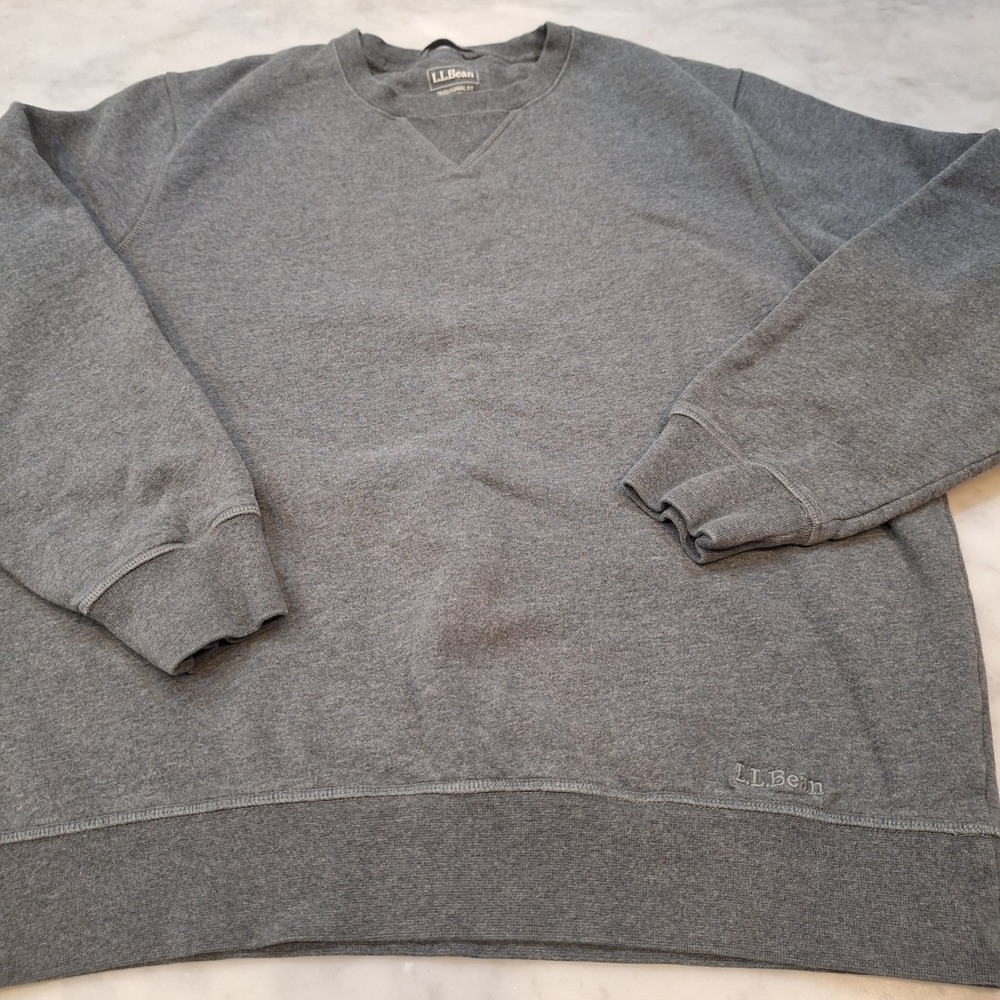 L.L.Bean Sweatshirt Mens Large Gray Traditional Fit Crewneck Pullover 508147